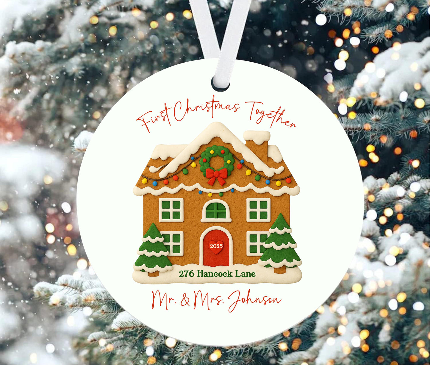 First Christmas Together Gingerbread House Ornament – Personalized 2025 - Realtor Gift