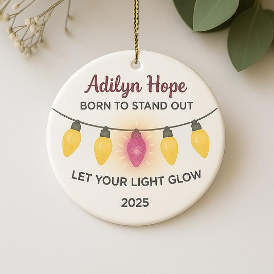 Personalized Ceramic Christmas Ornament, Custom Born to Stand Out Ornament