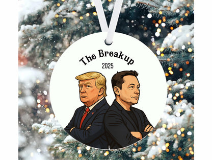 Trump Elon Breakup Ornament, Funny Political Christmas Keepsake