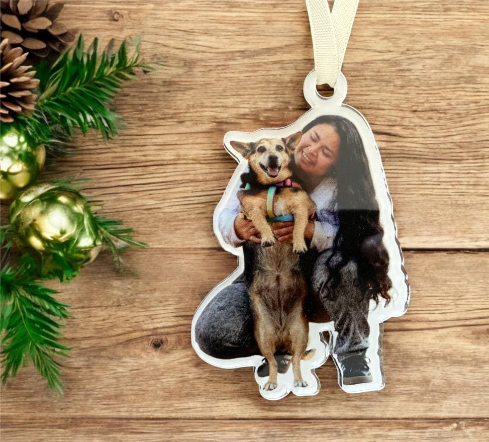 Custom Acrylic Photo Christmas Ornament, Pet & Family Gift