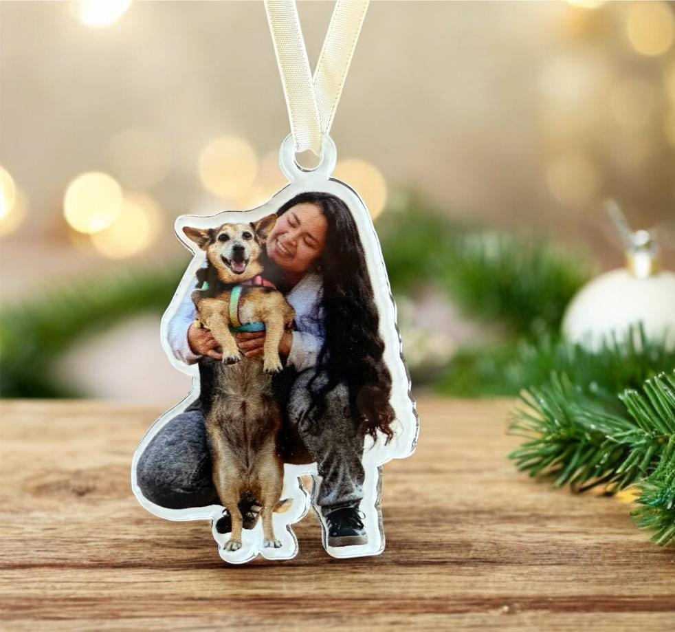 Custom Acrylic Photo Christmas Ornament, Pet & Family Gift
