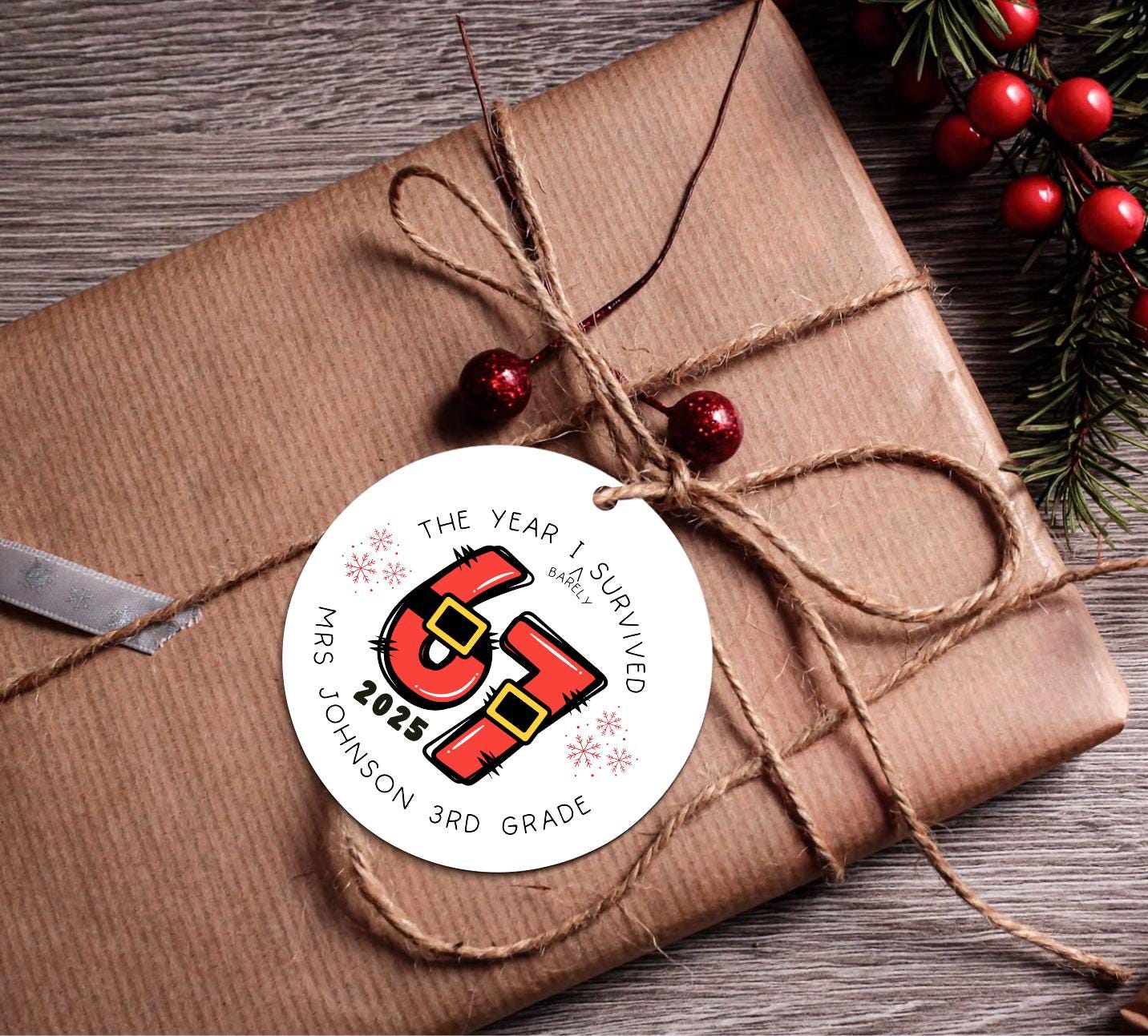 Personalized Teacher 6 7 Christmas Ornament 2025, Teacher Appreciation, Funny Co-worker