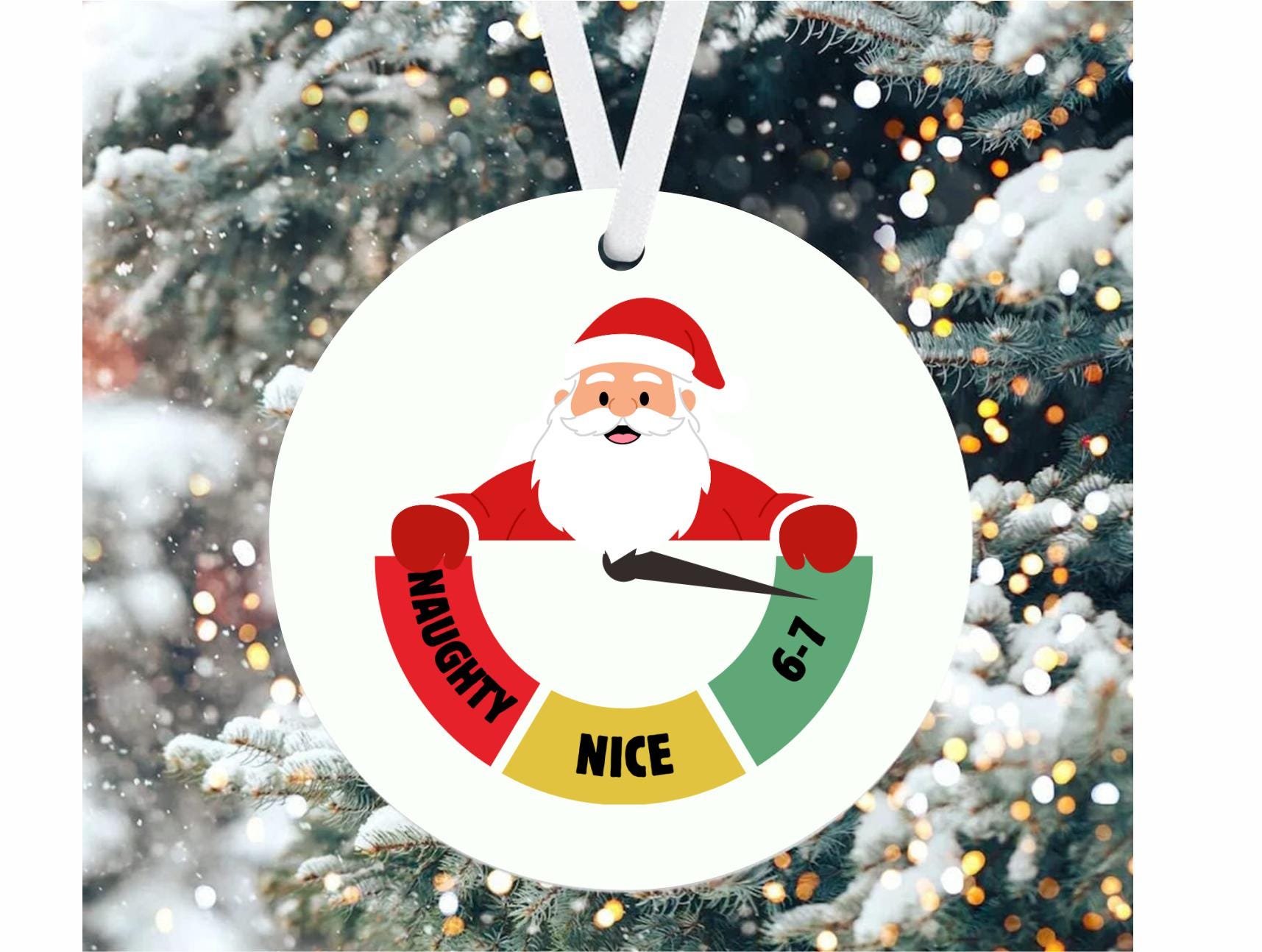 Funny 6 7' Christmas Ornament, Gen Z Humor, Naughty Nice Six Seven