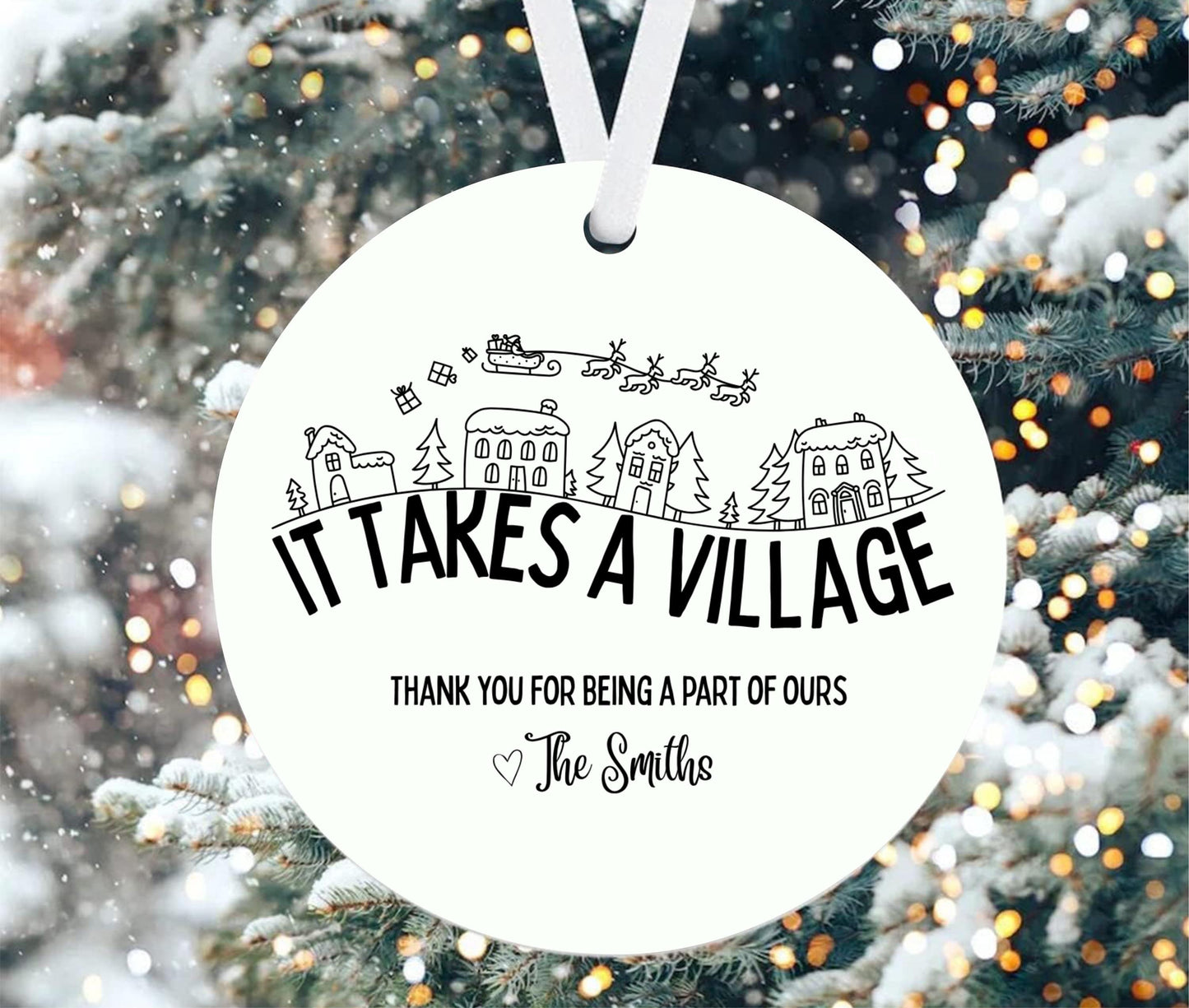 It Takes a Village Personalized Thank You Ornament, Gift for Babysitter and Teachers