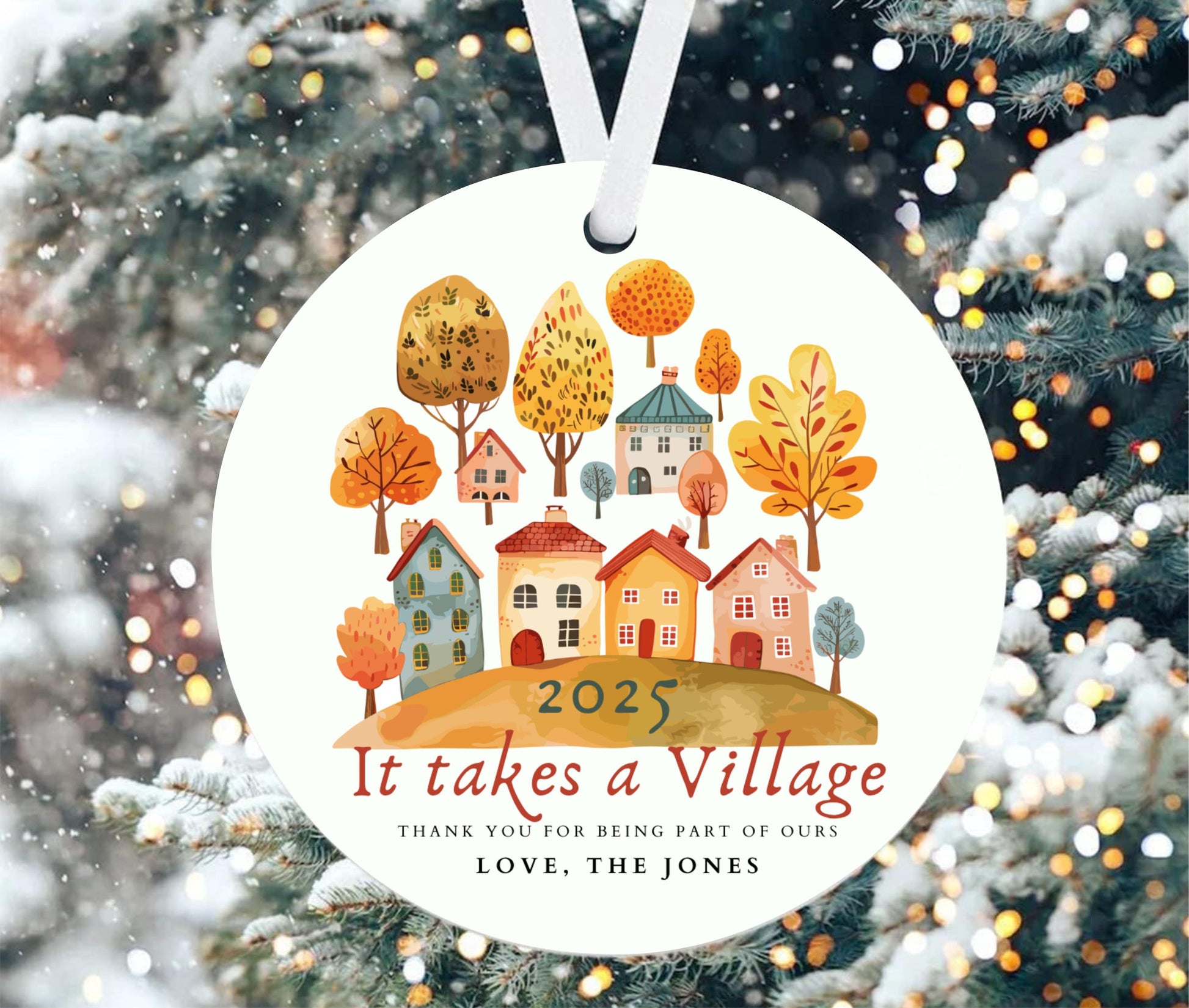 It Takes a Village Personalized Thank You Ornament, Gift for Babysitter and Teachers