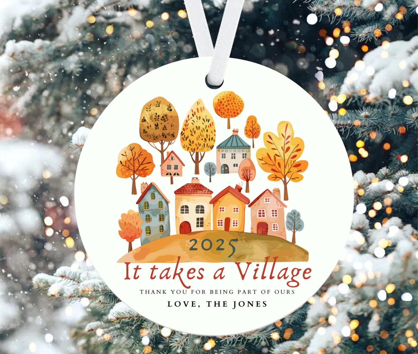 Custom It Takes a Village Ornament, Teacher Appreciation, Thank You Gift