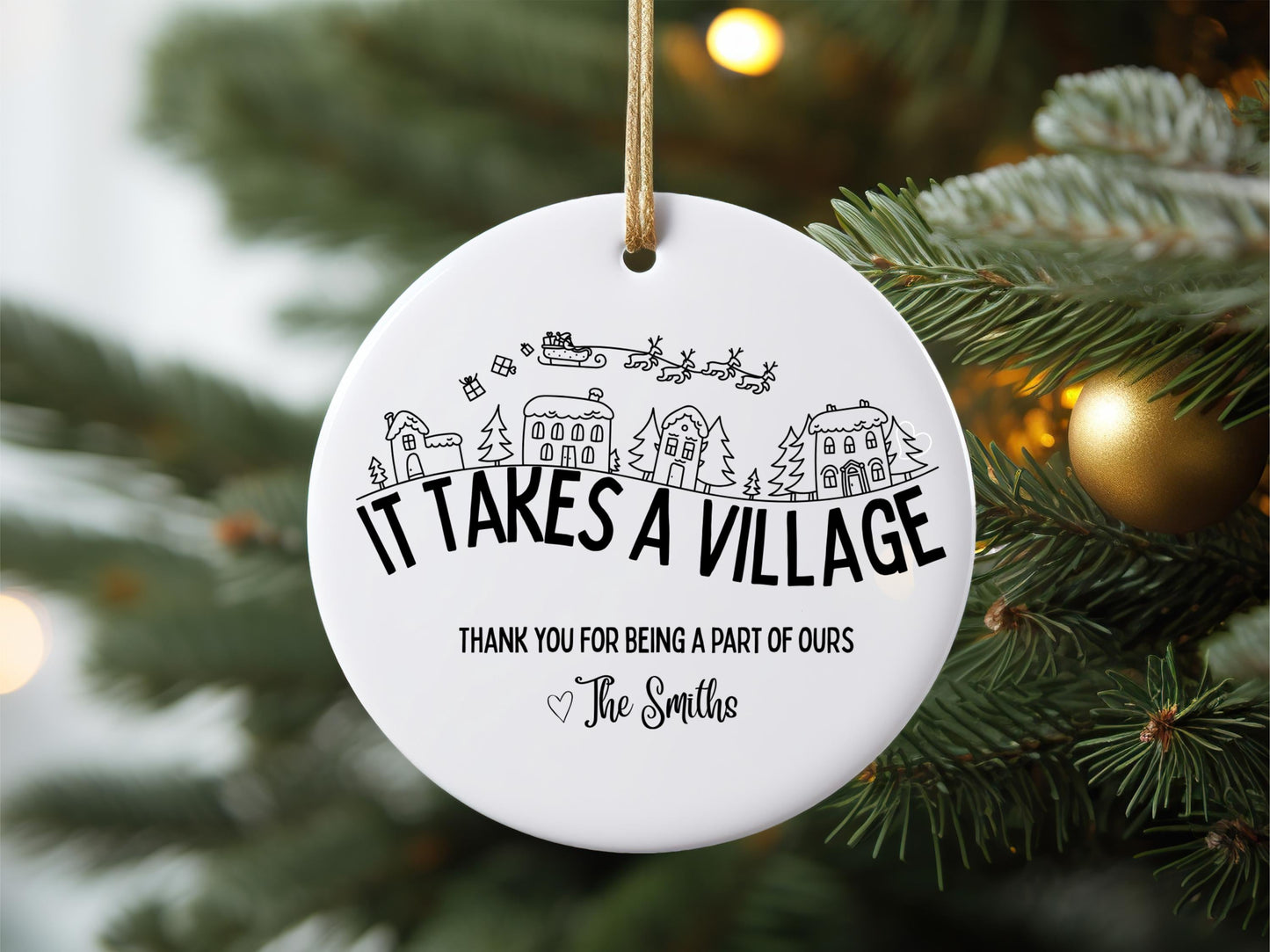 It Takes a Village Personalized Thank You Ornament, Gift for Babysitter and Teachers