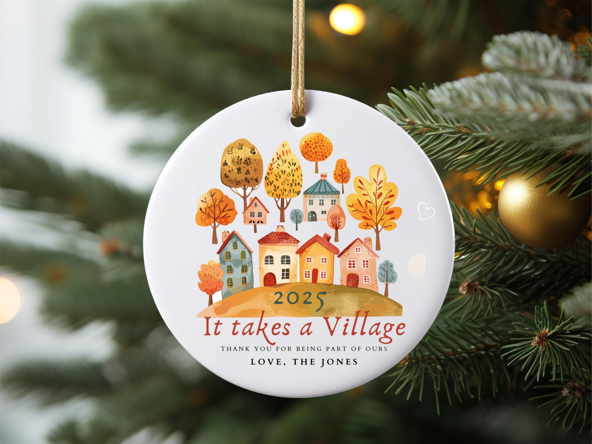 It Takes a Village Personalized Thank You Ornament, Gift for Babysitter and Teachers
