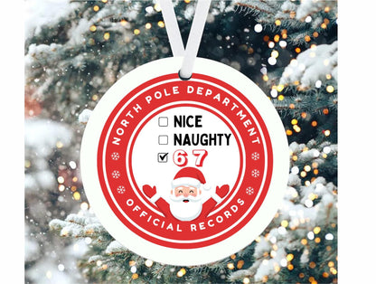 Funny 6 7 Teacher Ornament, Gen Z Humor, Naughty Nice Six Seven