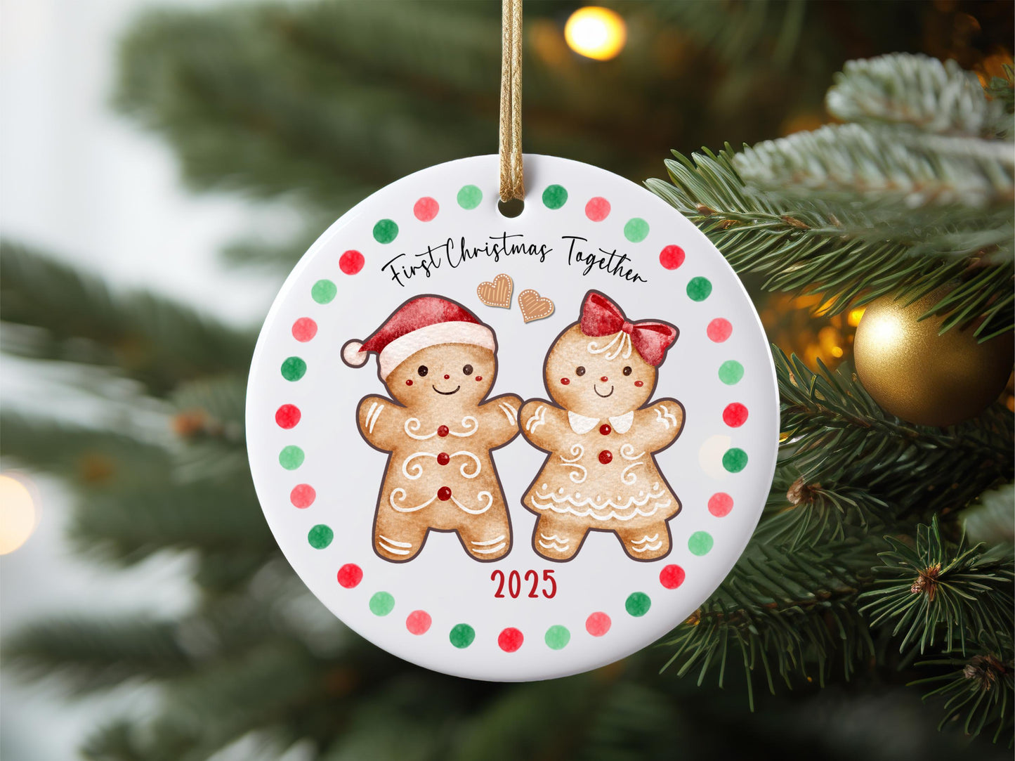 First Christmas Together Gingerbread Couple Ornament – Personalized 2025