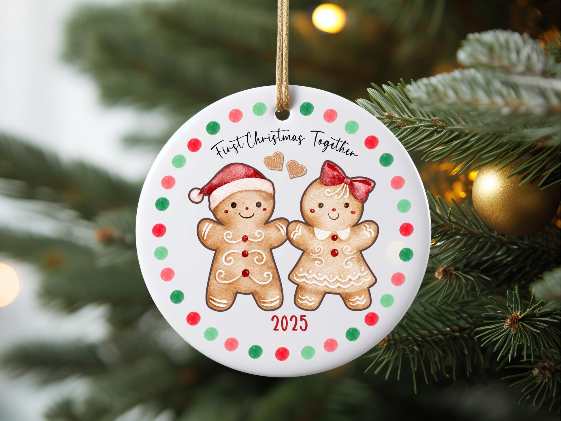 First Christmas Together Gingerbread Couple Ornament – Personalized 2025