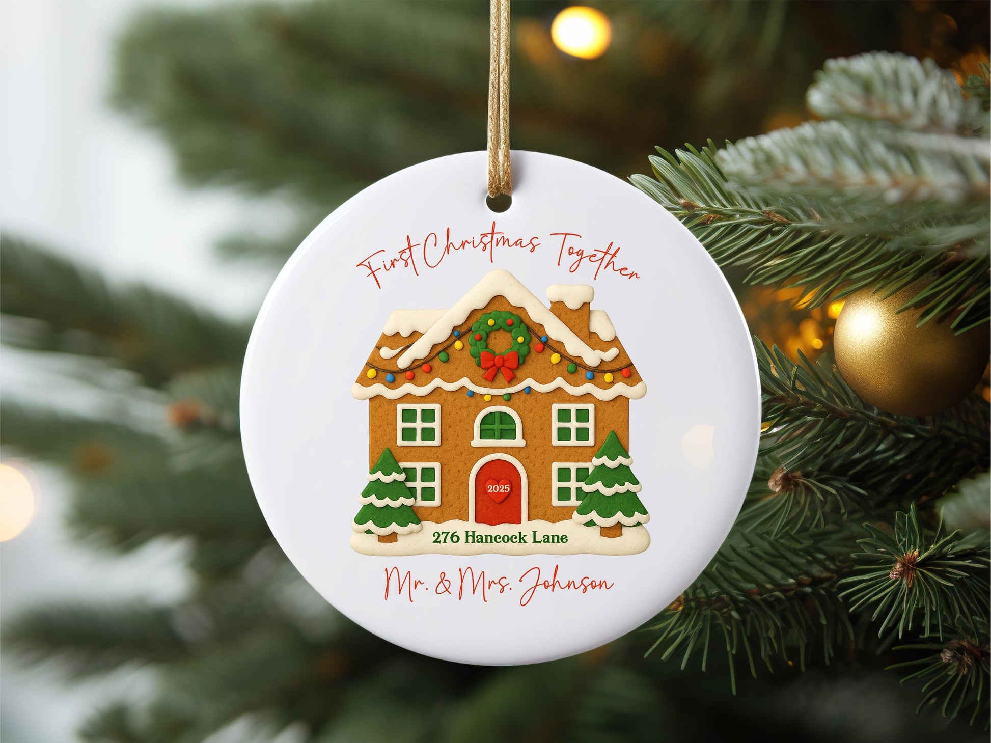 First Christmas Together Gingerbread House Ornament – Personalized 2025 - Realtor Gift