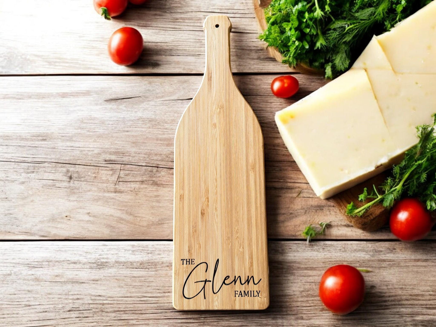Personalized Bamboo Handled Cutting Board, Engraved Charcuterie Board, Housewarming Present, Engagement Gifts