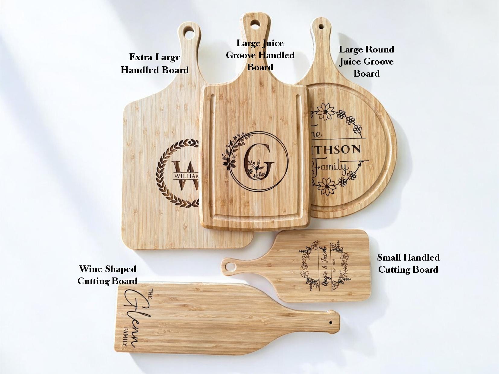 Personalized Bamboo Handled Cutting Board, Engraved Charcuterie Board, Gift for Her, Anniversary Gift