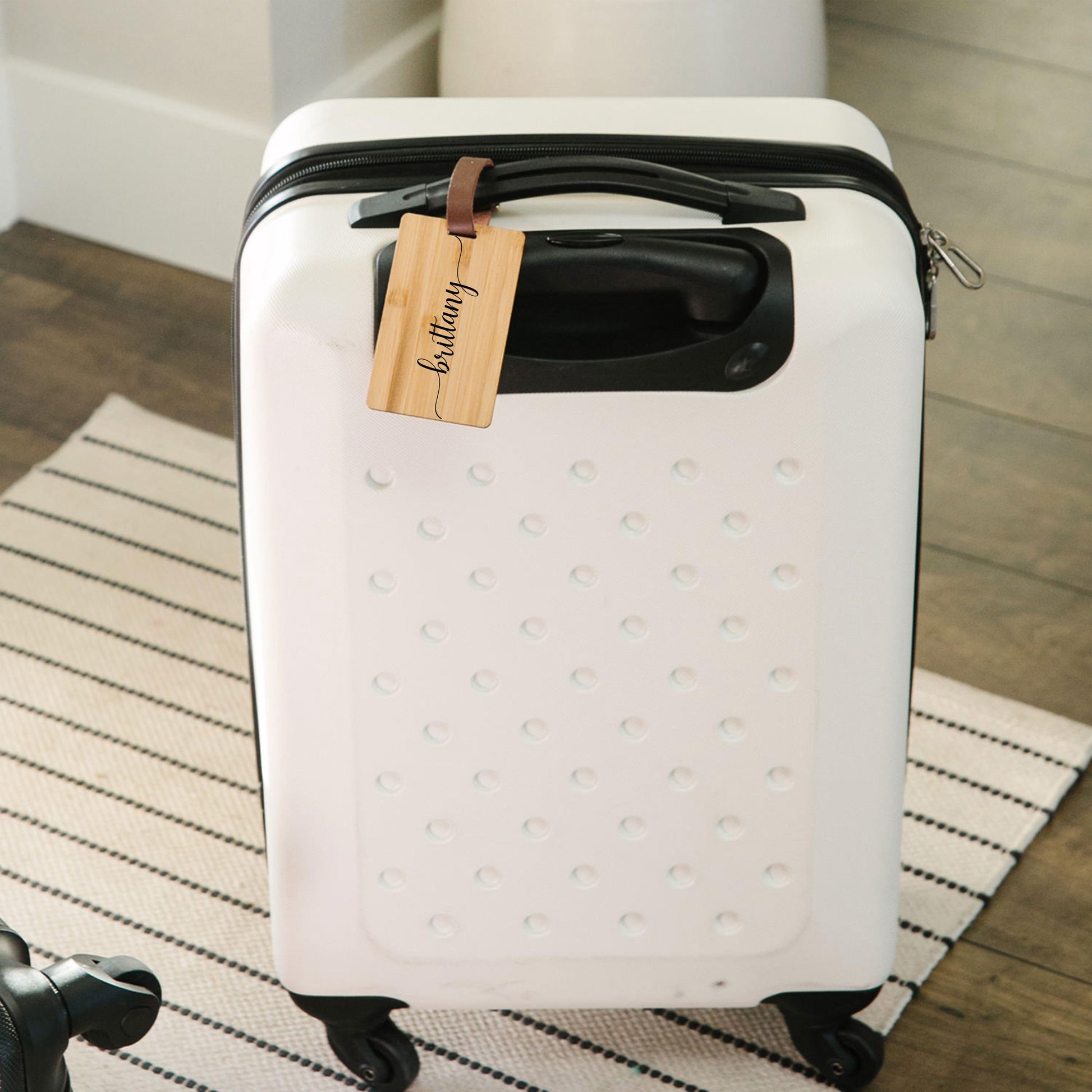 Personalized Bamboo Luggage Tag, Backpack Tag, Custom Luggage Tag, Travel Accessories