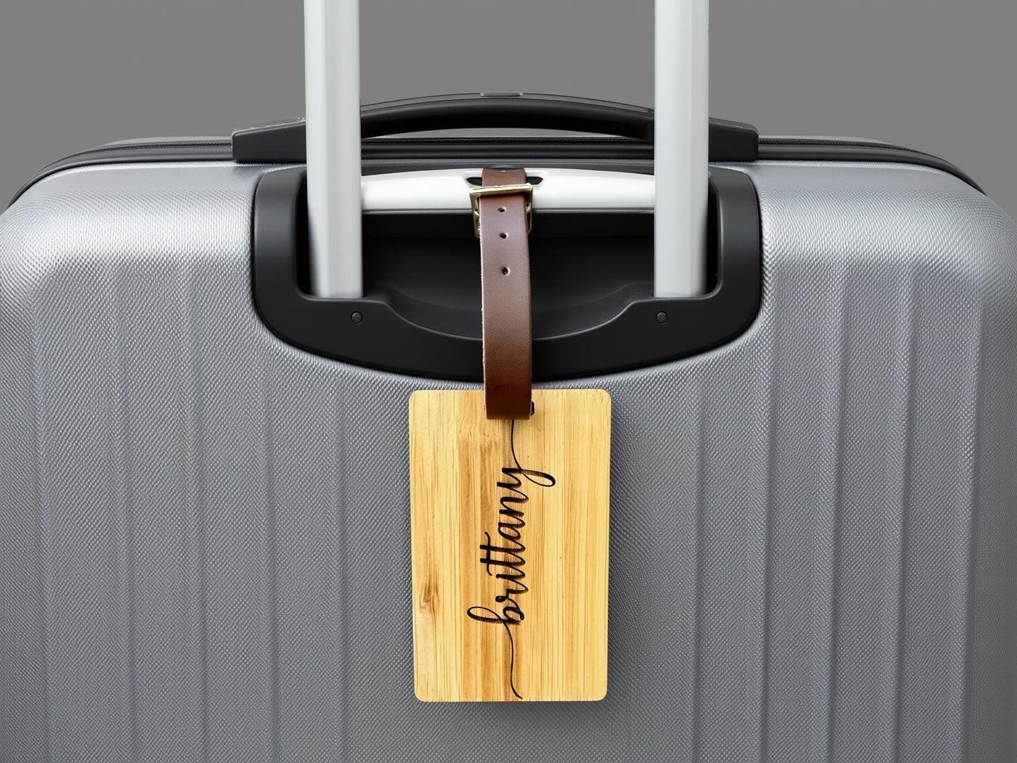 Personalized Bamboo Luggage Tag, Backpack Tag, Custom Luggage Tag, Travel Accessories