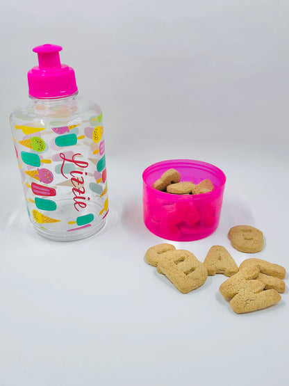Kids Personalized Summer Water Bottle with Snack Container
