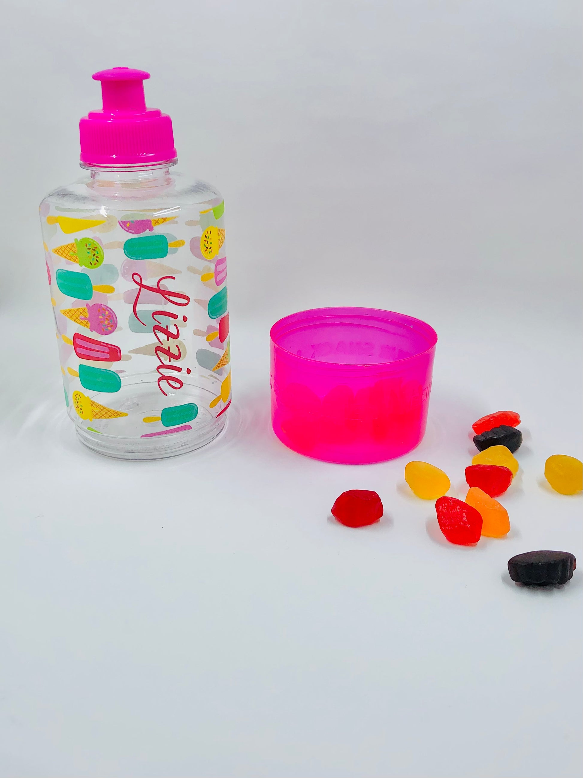 Kids Personalized Summer Water Bottle with Snack Container