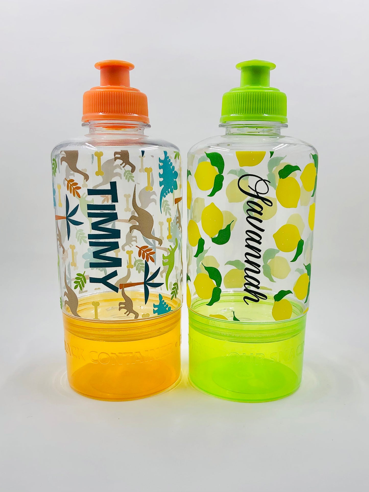 Kids Personalized Summer Water Bottle with Snack Container