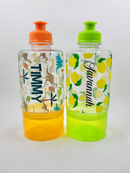 Kids Personalized Summer Water Bottle with Snack Container