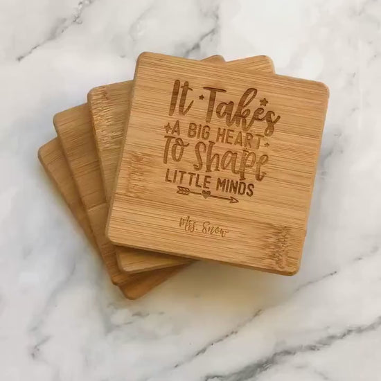 Monogrammed Teacher Appreciation Bamboo Coasters