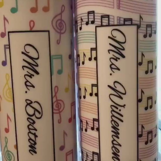 Monogrammed Music Teacher Skinny Tumbler with Lid and Straw