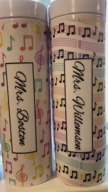 Monogrammed Music Teacher Skinny Tumbler with Lid and Straw