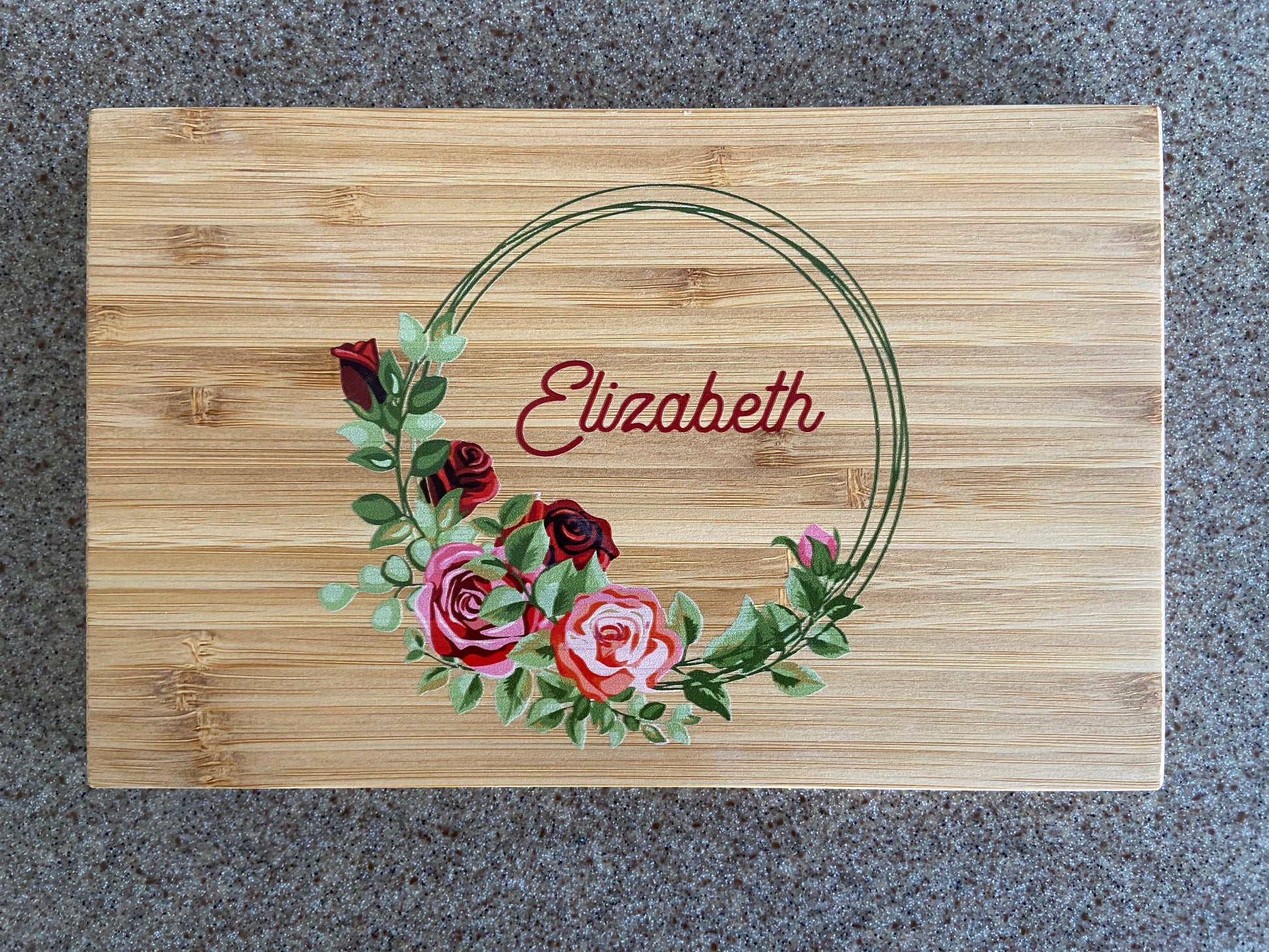 Personalized Floral Large Cutting Board With Handle