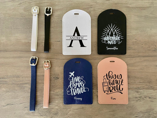 Personalized Leather Luggage Tags | Custom Luggage Tag Gift | Travel Gift