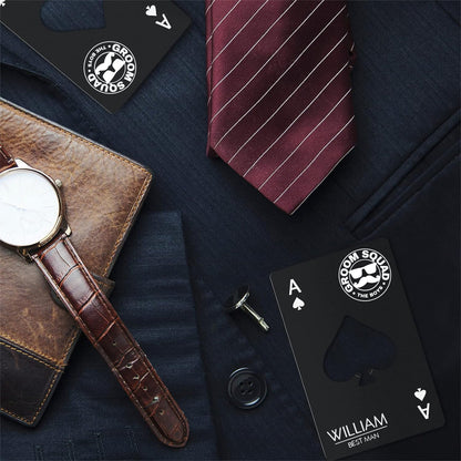 Personalized Groomsmen Gift | Custom Stainless Steel Card Bottle Openers | Personalized Poker Ace of Spades