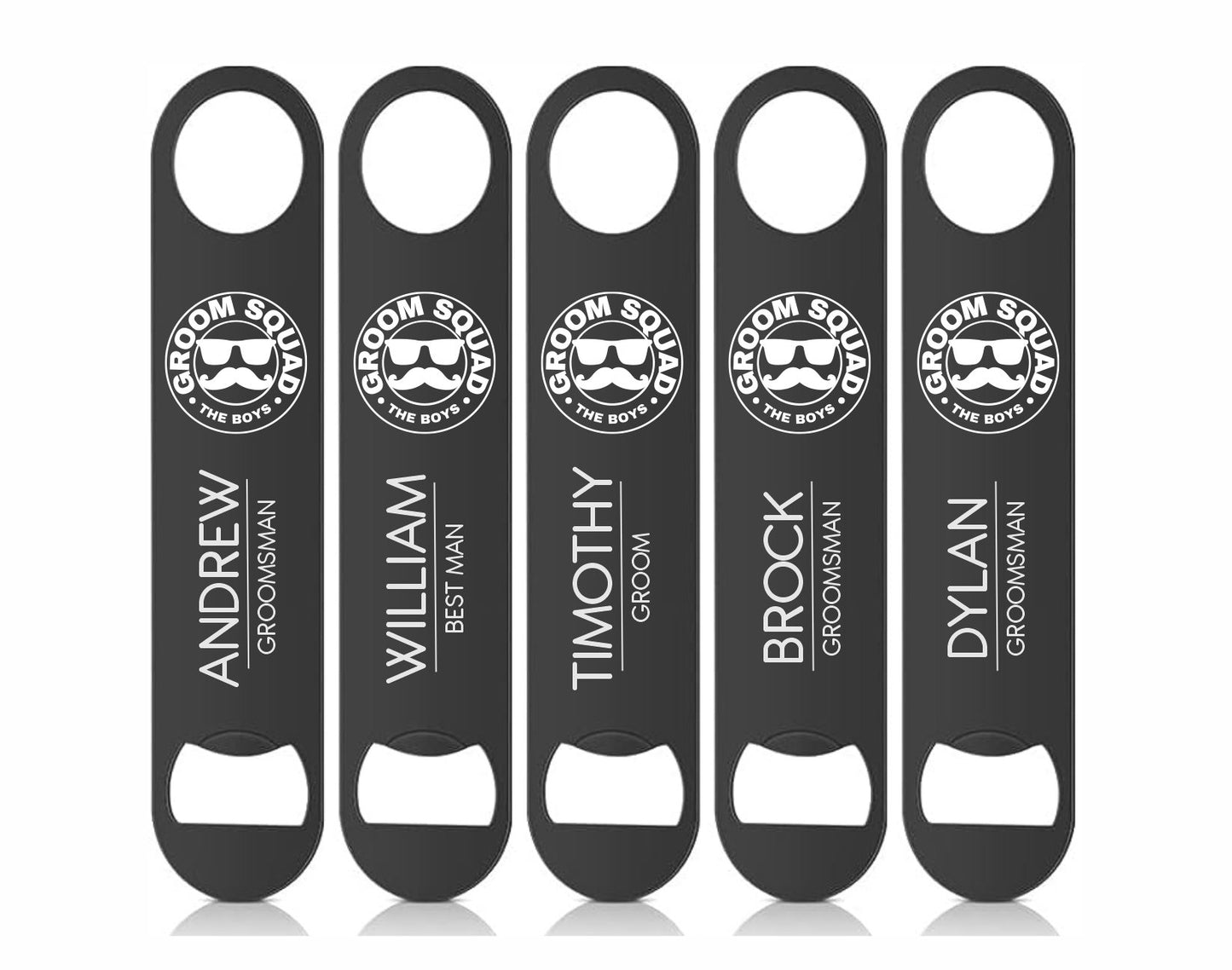 Large Monogrammed Groomsmen Stainless Steel Bottle Opener