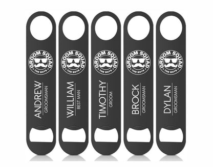Large Monogrammed Groomsmen Stainless Steel Bottle Opener