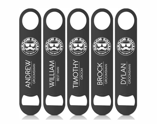 Large Monogrammed Groomsmen Stainless Steel Bottle Opener