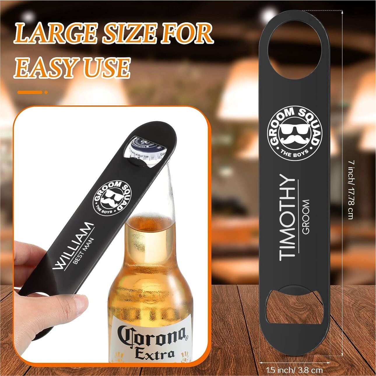 Large Monogrammed Groomsmen Stainless Steel Bottle Opener