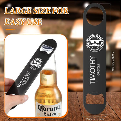 Large Monogrammed Groomsmen Stainless Steel Bottle Opener