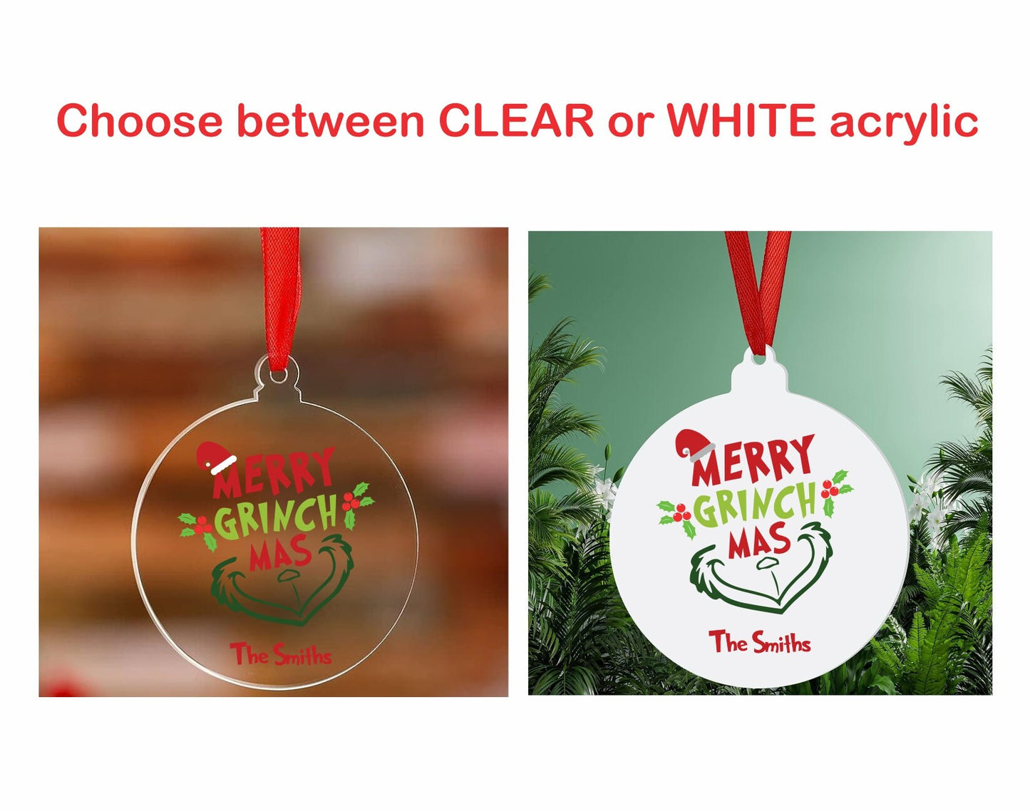 Personalized Grinch Inspired Christmas Ornament