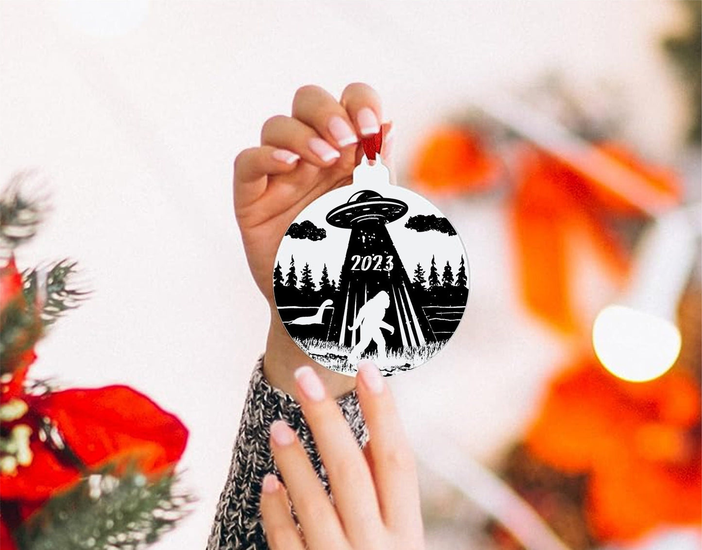 Aliens and Bigfoot Christmas Ornament 2023