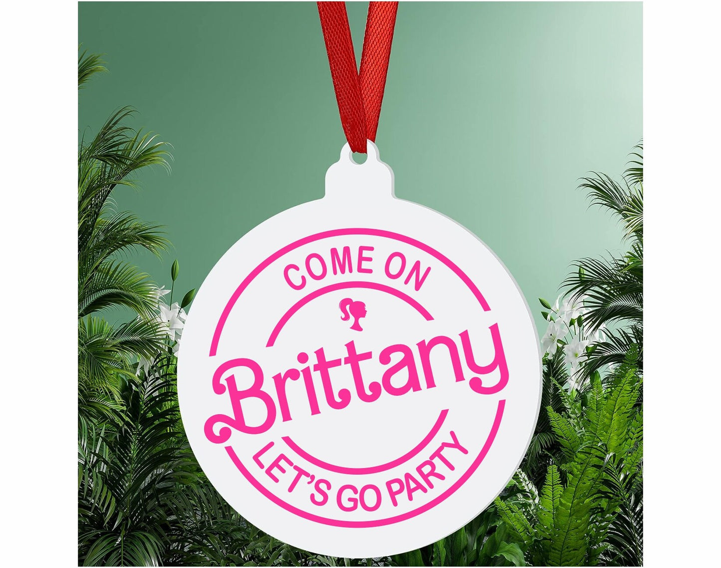 Personalized Let's Go Party Acrylic Christmas Ornament