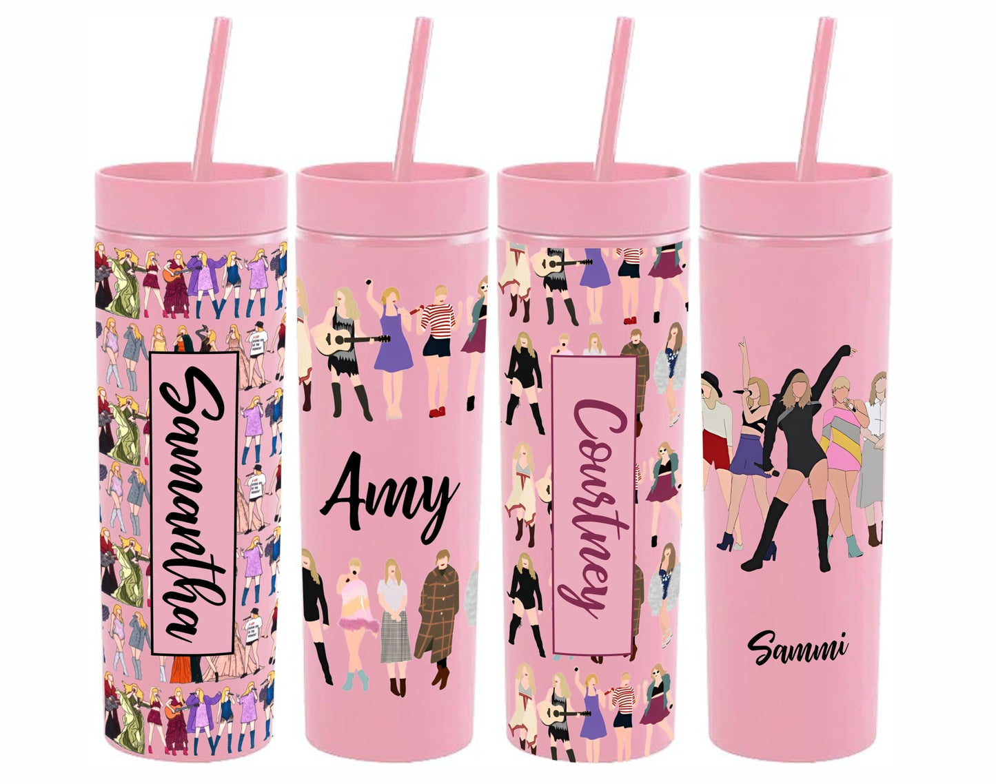 Monogrammed Pop Artist Skinny Tumbler with Lid and Straw