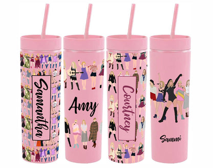 Monogrammed Pop Artist Skinny Tumbler with Lid and Straw