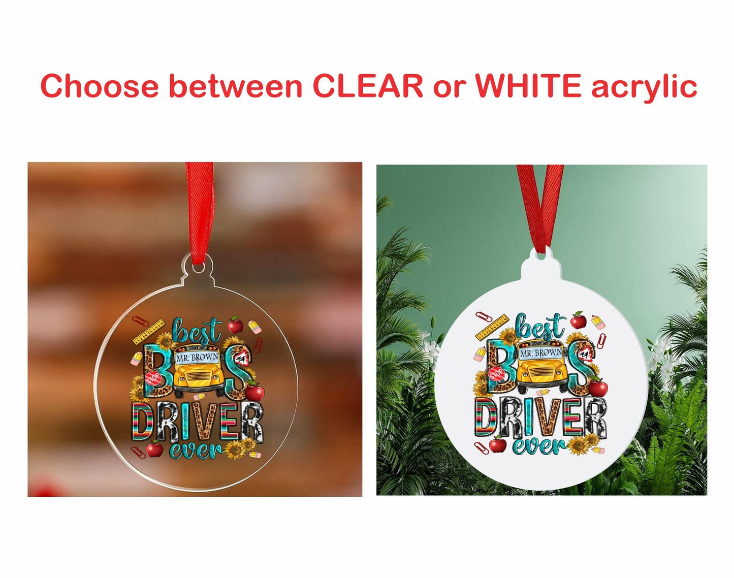 Personalized Bus Driver Christmas Ornament