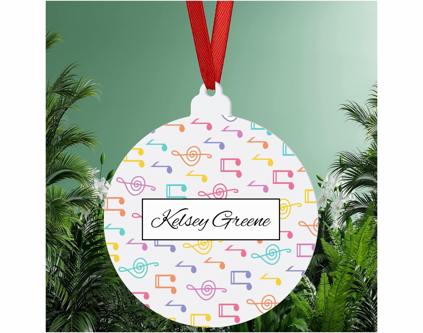 Monogrammed Music Teacher Christmas Ornaments