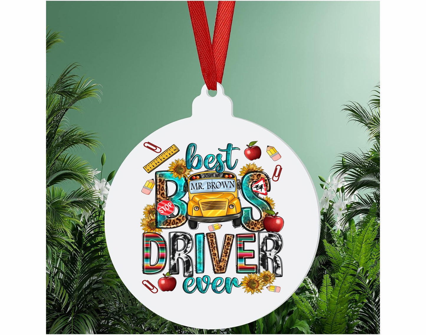 Personalized Bus Driver Christmas Ornament