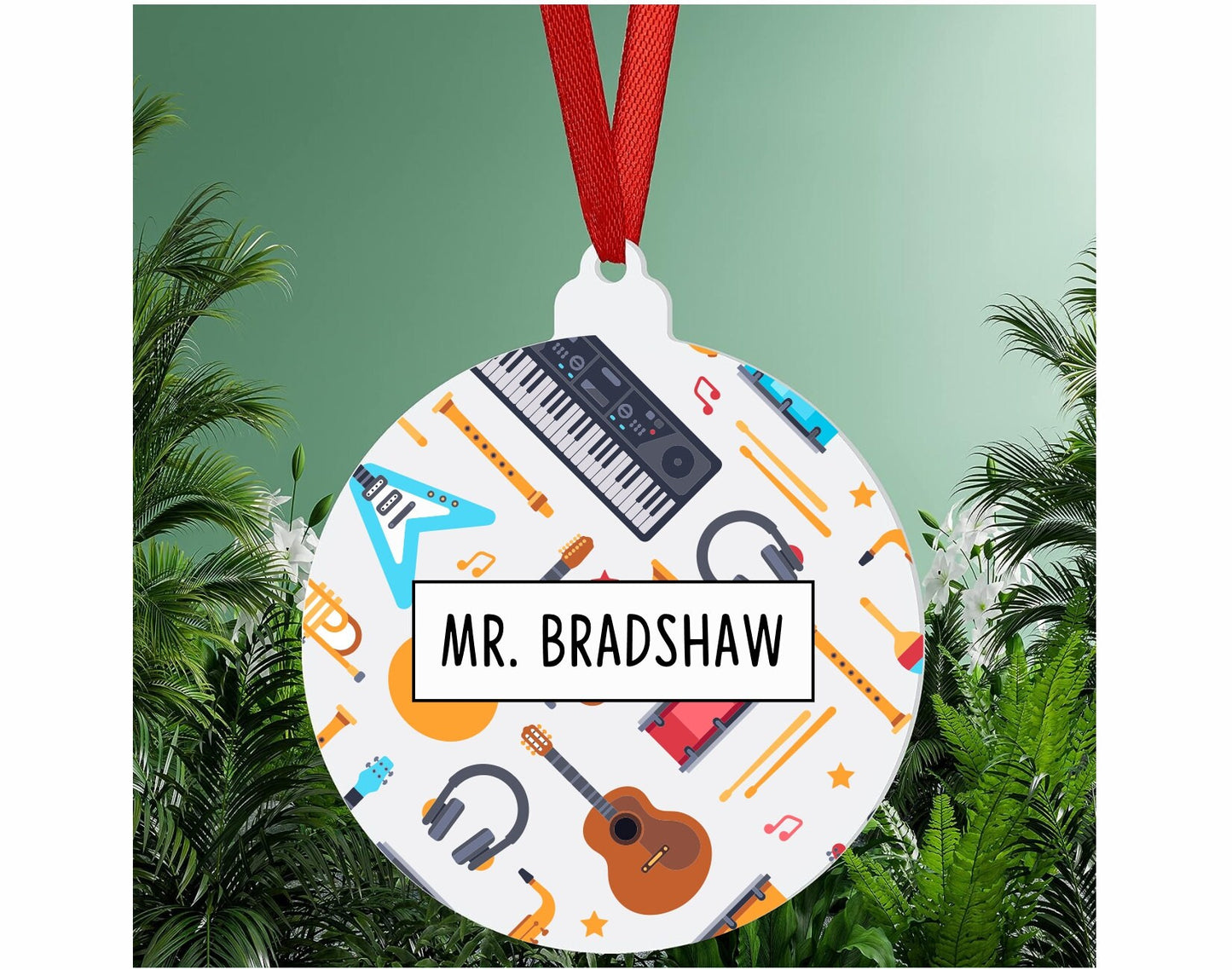 Monogrammed Music Teacher Christmas Ornaments